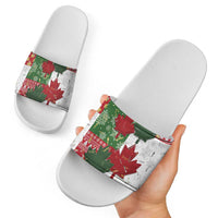 Canada Christmas Slide Sandals Maple Leaves Patchwork Style - Wonder Print Shop
