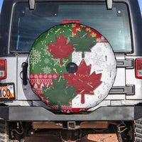 Canada Christmas Spare Tire Cover Maple Leaves Patchwork Style - Wonder Print Shop