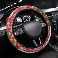 Canada Christmas Steering Wheel Cover Maple Leaves Patchwork Style - Wonder Print Shop