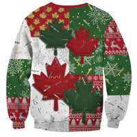 Canada Christmas Sweatshirt Maple Leaves Patchwork Style - Wonder Print Shop
