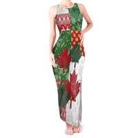 Canada Christmas Tank Maxi Dress Maple Leaves Patchwork Style - Wonder Print Shop