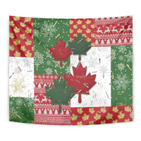 Canada Christmas Tapestry Maple Leaves Patchwork Style - Wonder Print Shop