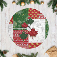 Canada Christmas Tree Skirt Maple Leaves Patchwork Style - Wonder Print Shop