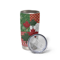 Canada Christmas Tumbler Cup Maple Leaves Patchwork Style - Wonder Print Shop