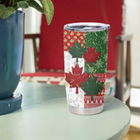 Canada Christmas Tumbler Cup Maple Leaves Patchwork Style - Wonder Print Shop