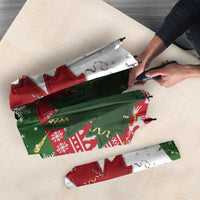 Canada Christmas Umbrella Maple Leaves Patchwork Style - Wonder Print Shop