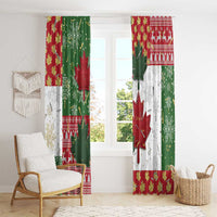Canada Christmas Window Curtain Maple Leaves Patchwork Style - Wonder Print Shop