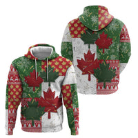 Canada Christmas Zip Hoodie Maple Leaves Patchwork Style - Wonder Print Shop