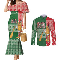 Six Seven Christmas Couples Matching Mermaid Dress and Long Sleeve Button Shirt Funny Tung Tung Tung Sahur - Wonder Print Shop