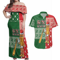 Six Seven Christmas Couples Matching Off Shoulder Maxi Dress and Hawaiian Shirt Funny Tung Tung Tung Sahur - Wonder Print Shop