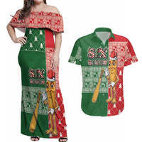 Six Seven Christmas Couples Matching Off Shoulder Maxi Dress and Hawaiian Shirt Funny Tung Tung Tung Sahur - Wonder Print Shop