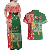 Six Seven Christmas Couples Matching Off Shoulder Maxi Dress and Hawaiian Shirt Funny Tung Tung Tung Sahur - Wonder Print Shop
