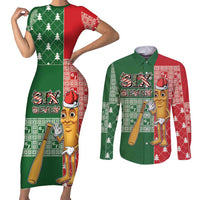 Six Seven Christmas Couples Matching Short Sleeve Bodycon Dress and Long Sleeve Button Shirt Funny Tung Tung Tung Sahur - Wonder Print Shop