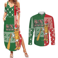 Six Seven Christmas Couples Matching Summer Maxi Dress and Long Sleeve Button Shirt Funny Tung Tung Tung Sahur - Wonder Print Shop