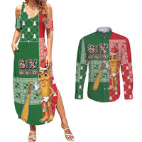 Six Seven Christmas Couples Matching Summer Maxi Dress and Long Sleeve Button Shirt Funny Tung Tung Tung Sahur - Wonder Print Shop