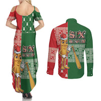 Six Seven Christmas Couples Matching Summer Maxi Dress and Long Sleeve Button Shirt Funny Tung Tung Tung Sahur - Wonder Print Shop