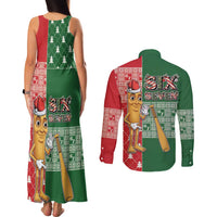 Six Seven Christmas Couples Matching Tank Maxi Dress and Long Sleeve Button Shirt Funny Tung Tung Tung Sahur - Wonder Print Shop