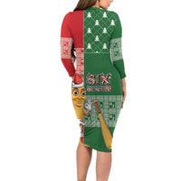 Six Seven Christmas Family Matching Long Sleeve Bodycon Dress and Hawaiian Shirt Funny Tung Tung Tung Sahur - Wonder Print Shop