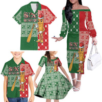 Six Seven Christmas Family Matching Off The Shoulder Long Sleeve Dress and Hawaiian Shirt Funny Tung Tung Tung Sahur - Wonder Print Shop