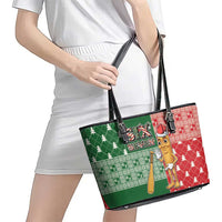 Six Seven Christmas Leather Tote Bag Funny Tung Tung Tung Sahur - Wonder Print Shop