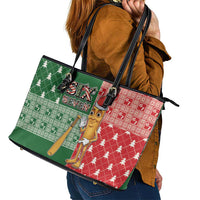 Six Seven Christmas Leather Tote Bag Funny Tung Tung Tung Sahur - Wonder Print Shop