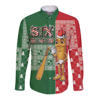 Six Seven Christmas Long Sleeve Button Shirt Funny Tung Tung Tung Sahur - Wonder Print Shop