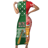 Six Seven Christmas Short Sleeve Bodycon Dress Funny Tung Tung Tung Sahur - Wonder Print Shop