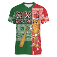 Six Seven Christmas Women V-Neck T-Shirt Funny Tung Tung Tung Sahur - Wonder Print Shop