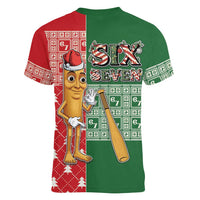 Six Seven Christmas Women V-Neck T-Shirt Funny Tung Tung Tung Sahur - Wonder Print Shop
