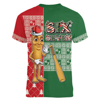 Six Seven Christmas Women V-Neck T-Shirt Funny Tung Tung Tung Sahur - Wonder Print Shop