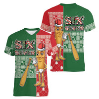 Six Seven Christmas Women V-Neck T-Shirt Funny Tung Tung Tung Sahur - Wonder Print Shop