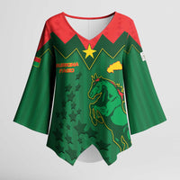 Custom Football Burkina Faso Kimono Sleeve Blouse Rising Star And Horse Sport Style - Wonder Print Shop