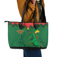 Football Burkina Faso Leather Tote Bag Rising Star And Horse Sport Style - Wonder Print Shop