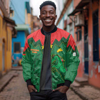 Custom Football Burkina Faso Sleeve Zip Bomber Jacket Rising Star And Horse Sport Style - Wonder Print Shop