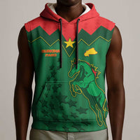 Custom Football Burkina Faso Sleeveless Hoodie Rising Star And Horse Sport Style - Wonder Print Shop