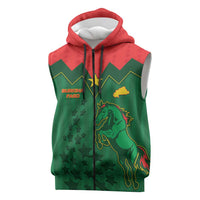 Custom Football Burkina Faso Sleeveless Zip Hoodie Rising Star And Horse Sport Style - Wonder Print Shop