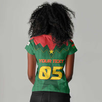 Custom Football Burkina Faso Women V-Neck T-Shirt Rising Star And Horse Sport Style - Wonder Print Shop