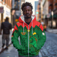 Custom Football Burkina Faso Zip Hoodie Rising Star And Horse Sport Style - Wonder Print Shop