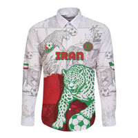 Custom Iran Football Long Sleeve Button Shirt Leopard Comic Manga Art Style