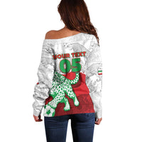 Custom Iran Football Off Shoulder Sweater Leopard Comic Manga Art Style