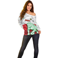 Custom Iran Football Off Shoulder Sweater Leopard Comic Manga Art Style