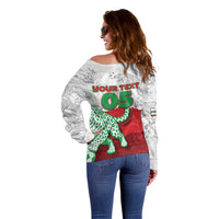 Custom Iran Football Off Shoulder Sweater Leopard Comic Manga Art Style