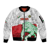 Custom Iran Football Sleeve Zip Bomber Jacket Leopard Comic Manga Art Style