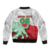 Custom Iran Football Sleeve Zip Bomber Jacket Leopard Comic Manga Art Style