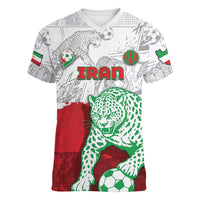 Custom Iran Football Women V-Neck T-Shirt Leopard Comic Manga Art Style