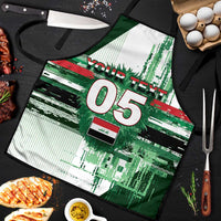 Custom Iraq Football Apron Modern Glitch Art Style Lion Symbolism