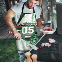 Custom Iraq Football Apron Modern Glitch Art Style Lion Symbolism