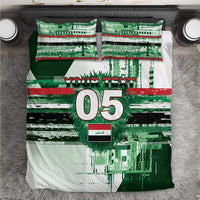 Custom Iraq Football Bedding Set Modern Glitch Art Style Lion Symbolism