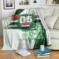 Custom Iraq Football Blanket Modern Glitch Art Style Lion Symbolism