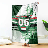 Custom Iraq Football Blanket Modern Glitch Art Style Lion Symbolism